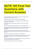 BUNDLE FOR NUTR 100 Exam Questions with Correct Answers