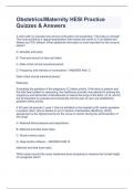 HESI OBSTETRICS/MATERNITY PRACTICE EXAM 100%AccurateCOMPLETE  PACKAGE DEAL