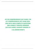 ATI PN COMPREHENSIVE EXIT EXAM / PN ATI COMPREHENSIVE EXIT EXAM 2023-2024 WITH NGN COMPLETE QUESTIONS AND CORRECT VERIFIED ANSWERS (ACTUAL EXAM) l ALREADY GRADED A+  ( ALL BRAND NEW!!)