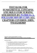 TEST BANK FOR  FUNDAMENTAL CONCEPTS  AND SKILLS FOR NURSING  6TH EDITION BY PATRICIA A.  WILLIAMS MSN RN CCRN-ALL  CHAPTERS COVERED ( ISBN:  978-0323683869