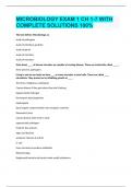 MICROBIOLOGY EXAM 1 CH 1-7 WITH COMPLETE SOLUTIONS 100% 