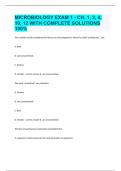 MICROBIOLOGY EXAM 1 - CH. 1, 3, 4, 10, 12 WITH COMPLETE SOLUTIONS 100%