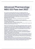 Advanced Pharmacology NSG 533 Pass test 2023  100% CORRECT