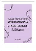 Samenvatting Onderzoekspracticum (designs) 2023/2024