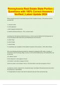 Pennsylvania Real Estate State Portion | Questions with 100% Correct Answers | Verified | Latest Update 2024