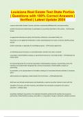 Louisiana Real Estate Test State Portion | Questions with 100% Correct Answers | Verified | Latest Update 2024