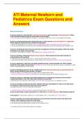 ATI Maternal Newborn and Pediatrics Exam Questions and Answers 