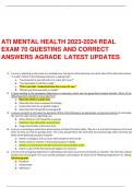 ATI MENTAL HEALTH 2023-2024 REAL EXAM 70 QUESTINS AND CORRECT ANSWERS AGRADE LATEST UPDATES