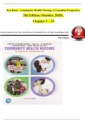 TEST BANK For Community Health Nursing A Canadian Perspective, 5th Edition by Stamler, Verified Chapters 1 - 33, Complete Newest Version