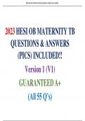 2023 HESI OB MATERNITY TB QUESTIONS & ANSWERS (PICS) INCLUDED!! Version 1 (V1) GUARANTEED A+ 