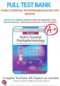 Prescriber’s Guide Stahl’s Essential Psychopharmacology 4th 5th 6th 7th Edition Test Bank