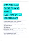 QUESTIONS AND  VERIFIED  SOLUTIONS.LATEST  UPDATED 2023 APM PMQ Exam 