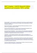 EMT Chapter 1 AAOS Eleventh Edition questions and answers 100% verified.                Advanced EMT - correct answers.An individual who has training in specific aspects of advanced life support, such as intravenous therapy, and the administration of cert