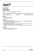 AQA A-level POLITICS Paper 1  Government and politics of the UK  Tuesday 23 May 2023