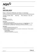 AQA   AS SOCIOLOGY Paper 2 Research Methods and Topics in Sociology Tuesday 23 May 2023