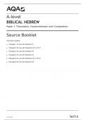 AQA  A-level BIBLICAL HEBREW Paper 1 Translation, Comprehension and Composition  Source Booklet