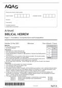 AQA  A-level BIBLICAL HEBREW Paper 1 Translation, Comprehension and Composition  Monday 22 May 2023