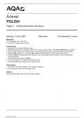 AQA   A-level POLISH Paper 2	Writing (Set texts and films)  Monday 5 June 2023