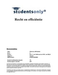 Samenvatting Recht en efficientie