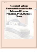 Rosenthal Lehne's Pharmacotherapeutics for Advanced Practice Provider TestBank