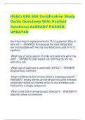 HVAC: EPA 608 Certification Study  Guide Questions With Verified  Solutions| ALREADY PASSED. UPDATE