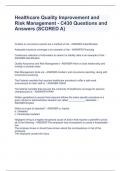 Healthcare Quality Improvement and Risk Management - C430 Questions and Answers (SCORED A)