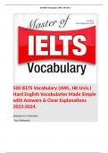 500 IELTS Vocabulary (AWL, HK Univ.) Hard English Vocabularies Made Simple with Answers & Clear Explanations 2023-2024. 