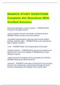 DAANCE STUDY QUESTIONS Complete Set Questions With  Verified Answers