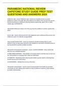 PARAMEDIC NATIONAL REVIEW CAPSTONE STUDY GUIDE PREP TEST QUESTIONS AND ANSWERS|GUARANTEED SUCCESS