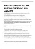 ELABORATED CRITICAL CARE.  NURSING QUESTIONS AND  ANSWERS