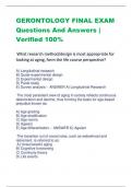 GERONTOLOGY FINAL EXAM Questions And Answers |  Verified 100%