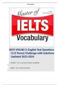 IELTS VOCAB C1 English Test Questions (113 Terms) Challenge with Solutions Updated 2023-2024. 