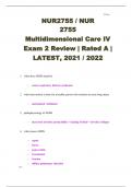 NUR2755 / NUR 2755 Multidimensional Care IV Exam 2 Review Rated A  LATEST 2021-2022 