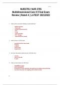 NUR2755 / NUR 2755 Multidimensional Care IV Final Exam Review Rated A LATEST 2021-2022