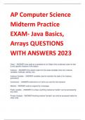 AP Computer Science Midterm Practice EXAM- Java Basics, Arrays QUESTIONS WITH ANSWERS 2023 