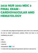 2023 NUR 2502 MDC 3  FINAL EXAM -  CARDIOVASCULAR AND  HEMATOLOGY