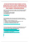 ATI RN NUTRITION PROCTORED ACTUAL  EXAM 2023/2024 LATEST VERSION|RN ATI  NUTRITION PROCTORED EXAM QUESTIONS  AND CORRECT ANSWERS|AGRADE