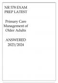 NR 578 EXAM PREP LATEST PRIMARY CARE MANAGEMENT OF OLDER ADULTS ANSWERED 2024