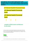 ATI PN MENTAL HEALTH PROCTORED EXAM 18 NEW VERSIONS,2024/ ATI PN PROCTORED MENTAL HEALTH EXAM/ ATI MENTAL HEALTH PROCTORED EXAM(900 QUESTIONS AND ANSWERS)