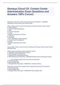 Genesys Cloud CX: Contact Center Administration Exam Questions and Answers 100% Correct