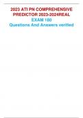 2023 ATI PN COMPREHENSIVE PREDICTOR2023-2024REAL EXAM180 QuestionsAnd Answersverified 