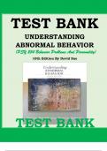 TEST BANK FOR UNDERSTANDING ABNORMAL BEHAVIOR (PSY 254 BEHAVIOR PROBLEMS AND PERSONALITY) 10TH EDITION BY DAVID SUE