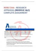 / NURS 5366 - RESEARCH APPRAISAL (MODULE 1&2) COMPLETE ASSIGNMENT