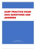 ACRP Practice Exam 2022 Questions and Answers