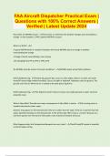 FAA Aircraft Dispatcher Practical Exam | Questions with 100% Correct Answers | Verified | Latest Update 2024 | 23 Pages