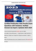 Certified Medication Aide Practice Exam Questions with Solutions; Verified Answers by Expert; Updated 2023-2024