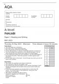 AQA A-level PANJABI Paper 1  MAY 2023 FINAL QUESTION PAPER Reading and Writing