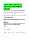 MKTG 3340 EXAM 1| 124 Questions| With Complete Solutions