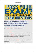 COM 312-EXAM 1 STUDY GUIDE QUESTIONS WITH VERIFIED SOLUTIONS (86 QS & ANS) 2023-2024. 