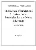 NR 535 EXAM PREP LATEST THEORETICAL FOUNDATIONS & INSTRUCTIONAL STRATEGIES